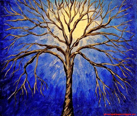 Abstract Tree Painting Blue Amazing Wallpapers