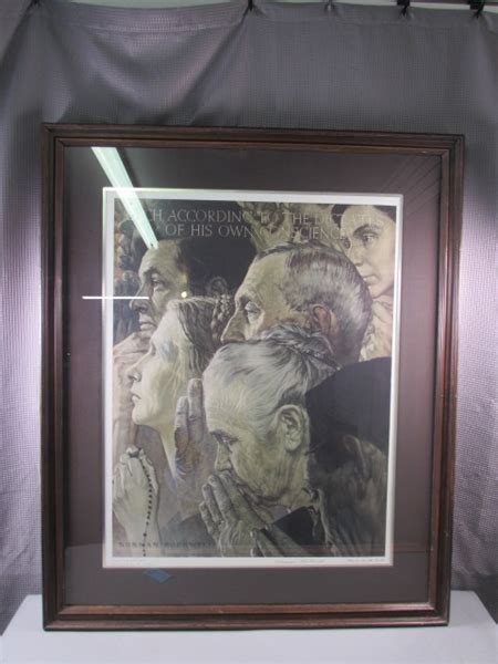 Lot Detail Framed And Signed Freedom Of Worship Norman Rockwell Wcoa