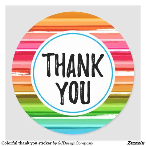 Colorful Thank You Sticker Zazzle Thank You Stickers Thinking Of