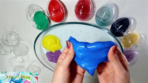 Relaxing Slime Compilation Asmr Mixing Eggs Into Clear Slime