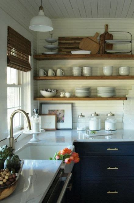 Kitchen Shelves Instead Of Cabinets Farmhouse Sinks 43 Ideas Blue
