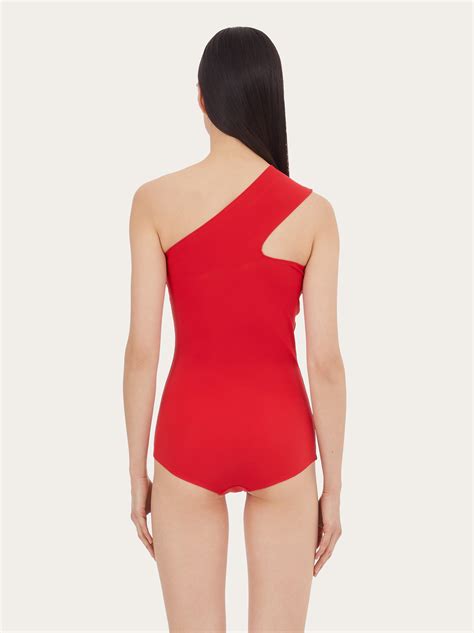 One Shoulder Bathing Suit Red Tops Womens Ferragamo Gb