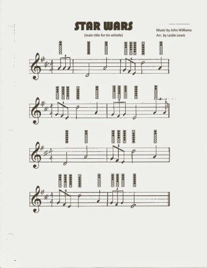 Star Wars Theme For Tin Whistle Sheet Music With Fingerings Tin