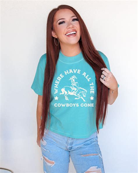 Where Have All The Cowboys Gone Western Graphic Modern Crop Tee Salt