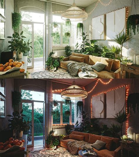 Botanical Boho Living Room Interior Design Ideas