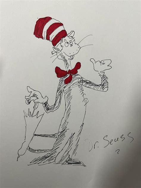 Cat In The Hat Hand Drawn Uss Sketch Oct 28 2023 Icz Auctions