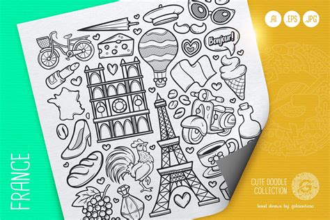 France Doodle Vector Graphics ~ Creative Market