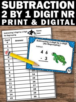 Kids review their addition and subtraction facts, as well as on this second grade math worksheet, kids solve money word problems about making change on a fun trip to the toy store. 2 Digit Subtraction Without Regrouping Task Cards, 1st Grade Math Review Game
