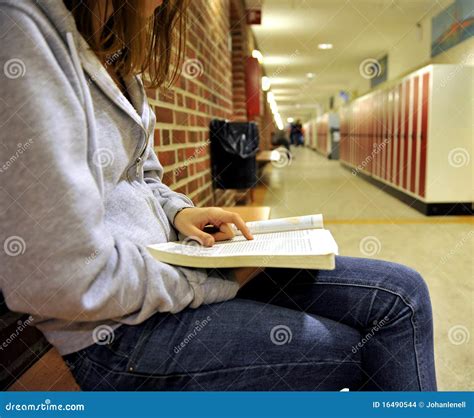 Studying In A College Corridor Stock Photo Image Of Lockers Teenager