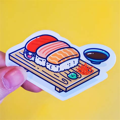 Sushi Sticker Food Sticker Funny Sticker Cute Stickers Etsy