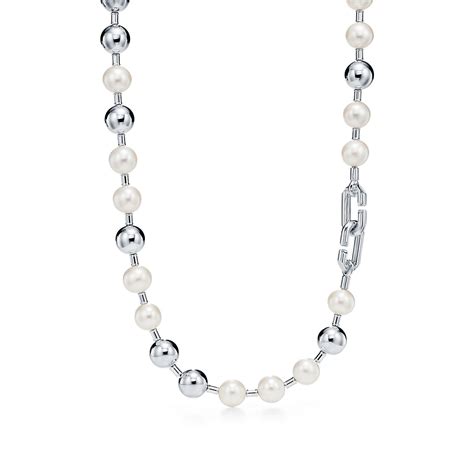 Tiffany Hardwear Freshwater Pearl Ball Necklace In Sterling Silver