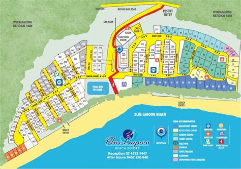 Central Coast Cabins Our Park Map Blue Lagoon Beach Resort