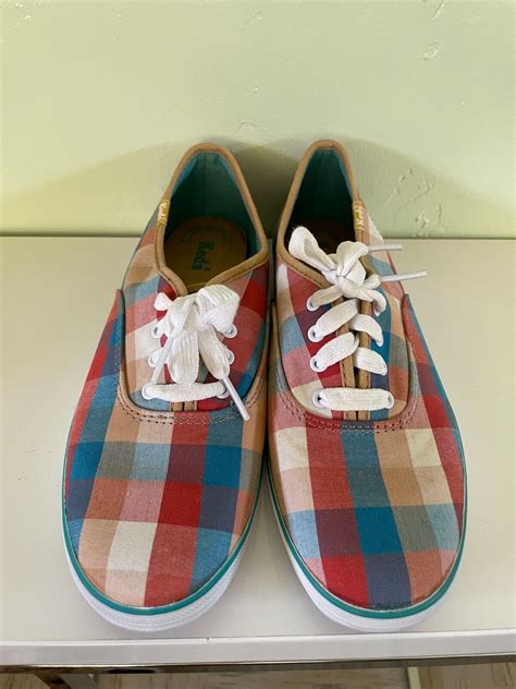 1940s 1950s Vintage Style Colorful Plaid Keds Sneaker Gem