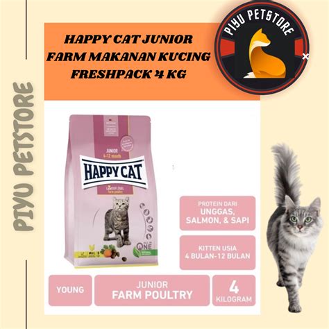 Jual Happy Cat Junior Farm Makanan Kucing Kering Freshpack 4 Kg