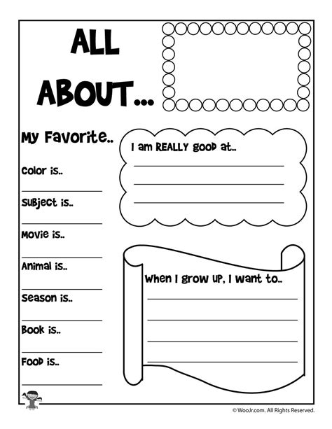 All About Me Childrens Worksheet All About Me Worksheets