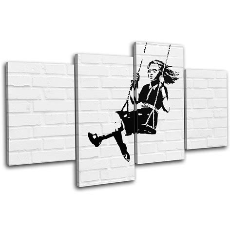 Girl Swing Graffiti Banksy Hi Res Multi Canvas Art Print Box Etsy