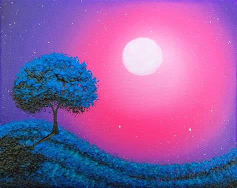 Bing Art By Rachel Bingaman Blue Tree Nightscape Painting Moonscape