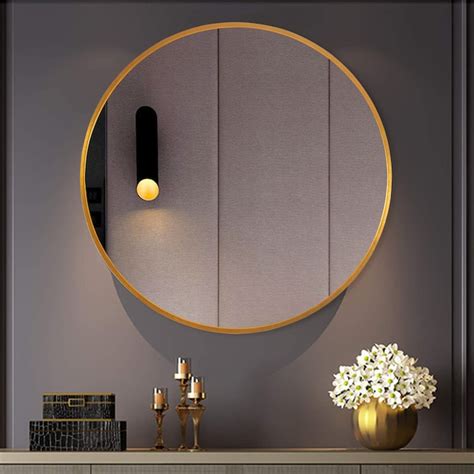 Neutype 36 In W X 36 In H Round Gold Framed Wall Mirror In The Mirrors Department At