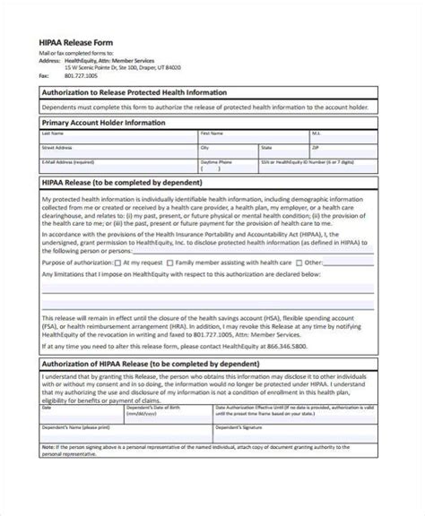 Hipaa Medical Release Form Templates Fillable Printable Samples For