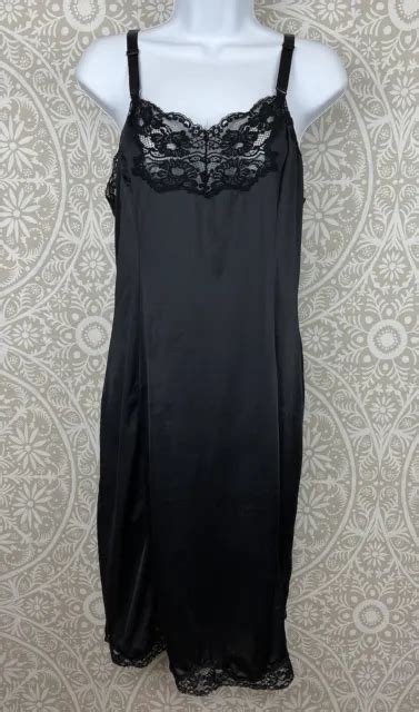 Vintage Wonder Maid Nylon Black Full Slip With Lace Trim Size Non