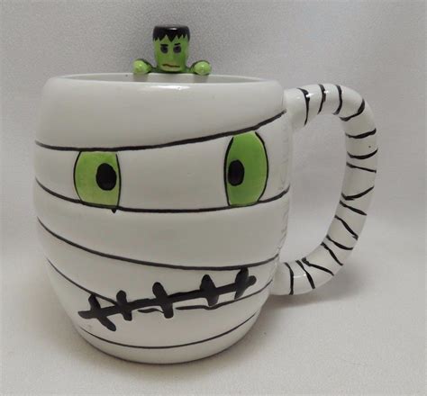 Sunset hill stoneware has a selection of mugs available from multiple customers. Fright Night Coffee Mug 16 oz White Mummy Frankenstein ...