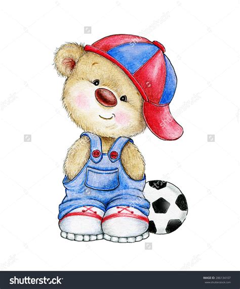 Cute Teddy Bear Boy With Ball Teddy Bear Pictures Bear Cartoon