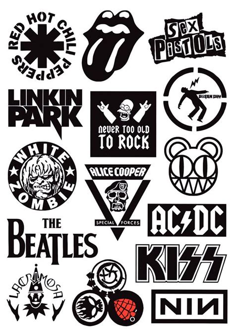 Rock Band Stickers A Full Page Set Pegatinas Para Monopat N