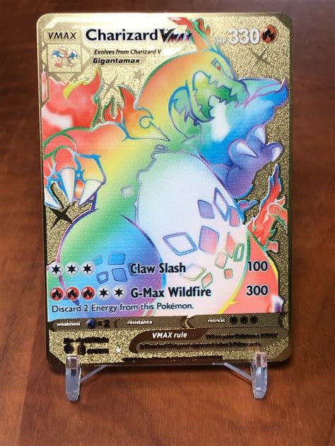 Pokemon Metall Karte Gold Shiny Glurak Vmax Charizard Vmax Englisch