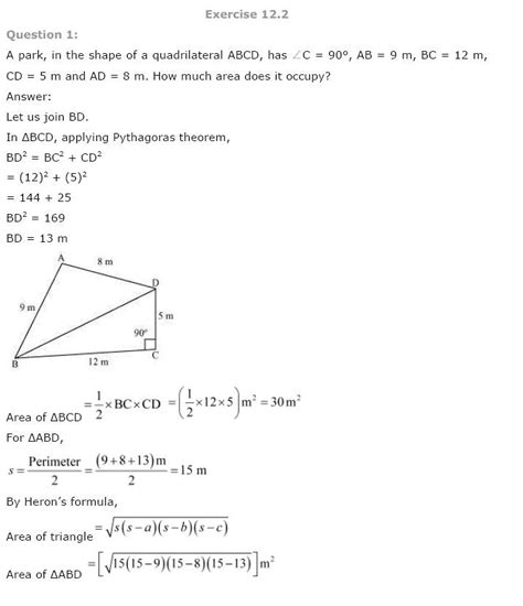 NCERT Solutions For Class 9 Maths Chapter 12 Herons Formula AglaSem