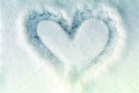 Hand Drawing Heart Shape On The Snow I Love Winter Concept Lovely