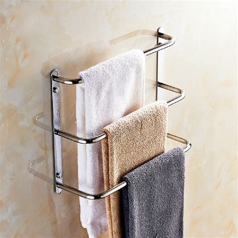 Wall Mounted Stainless Steel 3 Layers Towel Shelf Mirror