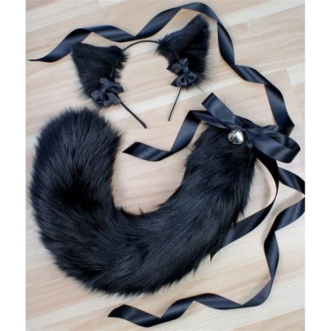 Black Cat Set Fully Wired Tail Cat Ears And Tail Neko Ears Fox