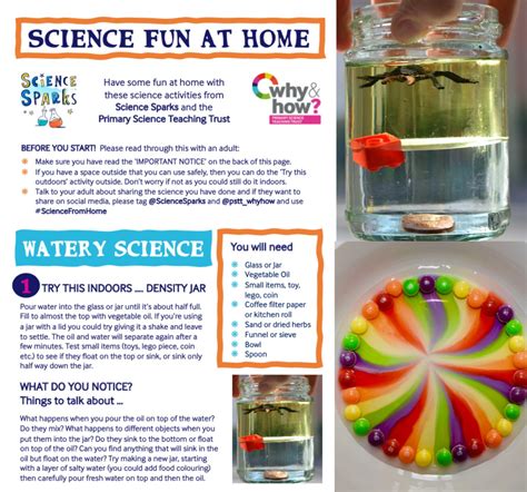 Easy Ideas for Science at Home - Science Sparks | Water science experiments, Easy science ...