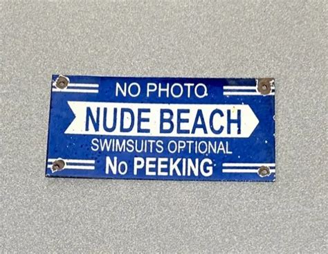 Vintage Nude Beach Porcelain Sign Car Gas Oil Truck Gasoline