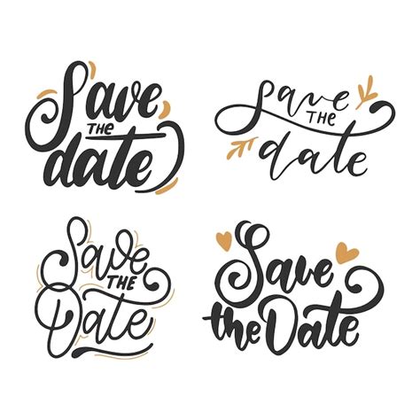 Free Vector Save The Date Calligraphy Collection