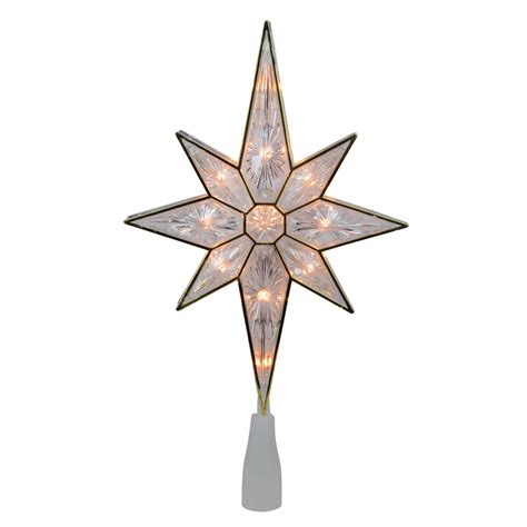 11 Lighted Clear Bethlehem Star With Gold Trim Christmas Tree Topper