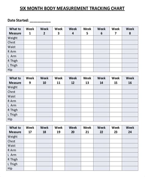 Body Measurement Tracker Printable