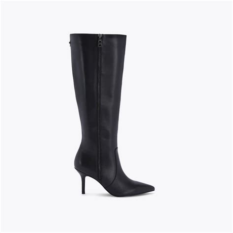 Runway Knee High Black Leather Knee High Boots By Carvela