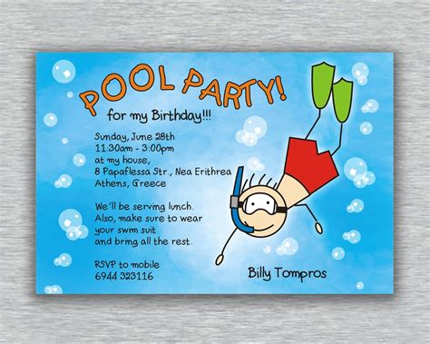 Boy Pool Party Invitation Template Free
