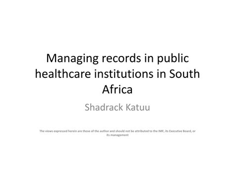 Pdf Managing Records In Public Health Institutions In South Africa
