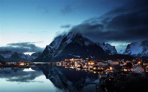 Norway Lofoten Mountains Evening Coast 5k Macbook Air Wallpaper