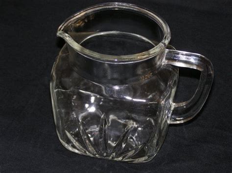 Vintage Glass Pitcher Square Base With Spout And Handle Etsy