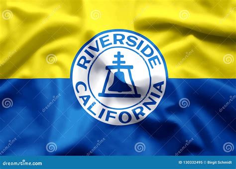 Riverside California Colorful Waving And Closeup Flag Illustration