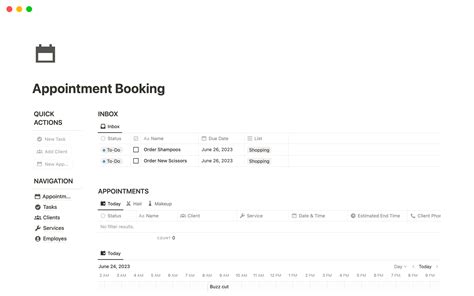Appointment Booking Notion Template