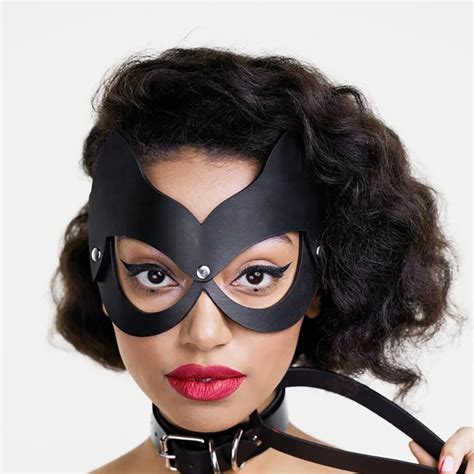 Bdsm Sexy Leather Cat Ear Mask Cosplay Carnival Night Club Party Half Face Exotic Appearal