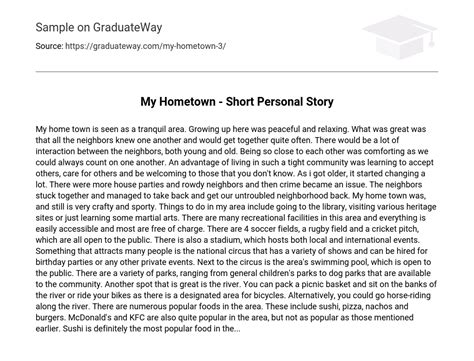 My Hometown Short Personal Story Essay Example GraduateWay