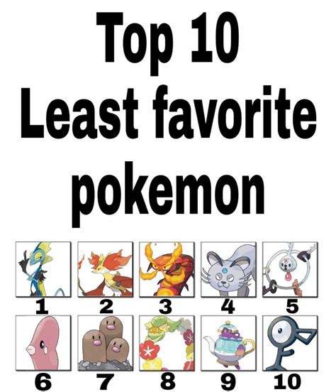 Top 10 Least Favorite Pokemon Pokémon Amino
