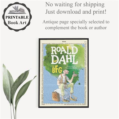 Printable Big Friendly Giant Book Cover Art Roald Dahl Bfg Print
