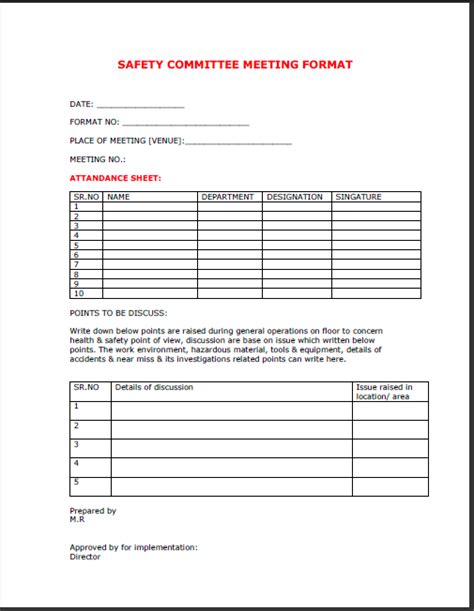 Free Safety Meeting Minutes Template Xilefal
