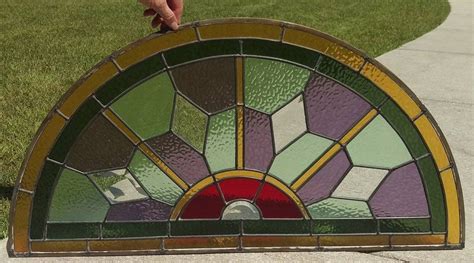 Display sun catchers in windows, as wall hangings, or as welcome signs on hanger stands. Stained Glass Geometric Half Moon Window Panel with Bevels ...